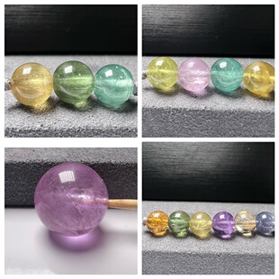 纯天然碧玺散珠6 10MM蓝碧糖果色手链女单珠项链配珠小米珠