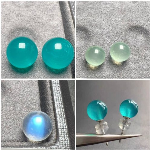 一物一图原矿老料天河石单珠散珠单珠8/16 DIY手链珠半孔耳钉珠