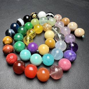 原矿天然蜜蜡绿松石散珠单珠10MM南红紫水晶月光石DIY手链女饰品