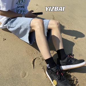夏季复古水洗宽松阔腿牛仔短裤韩版潮流沙滩五分中裤男K167-P35,搭配潮版的短裤图片