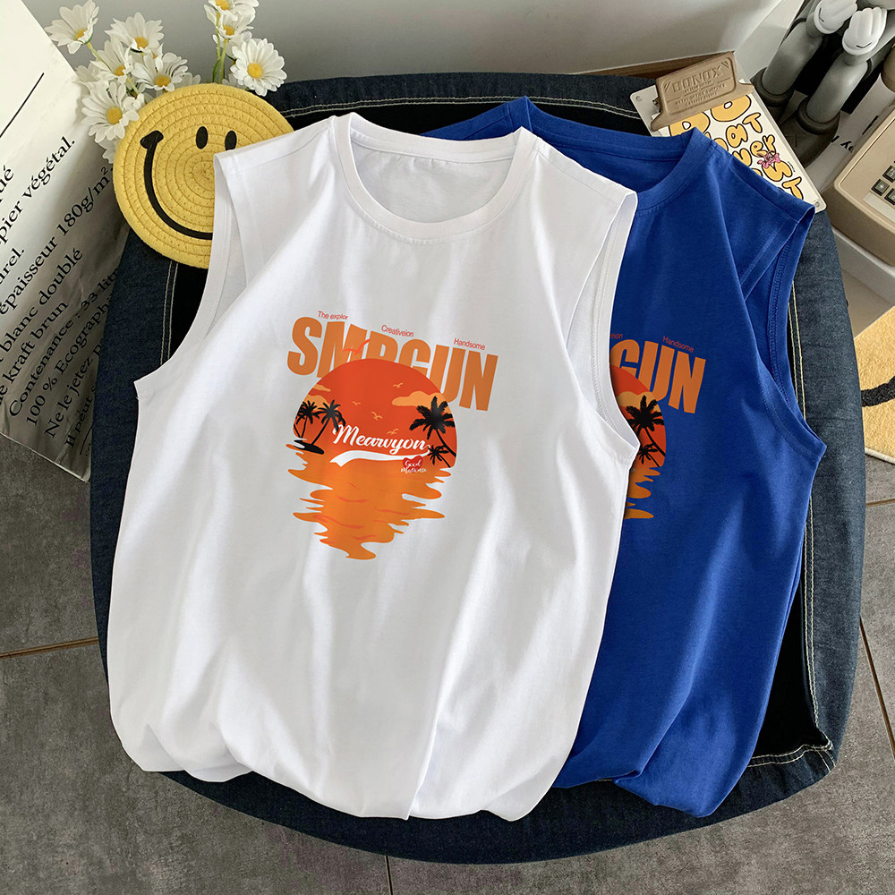 数据超好抖音品质印花宽松无袖背心韩版ins风潮牌t恤BX602-P20,男装背心/马甲,电商A486
