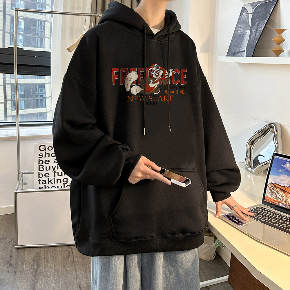 重磅华棉2023春装美式潮牌卡通宽松连帽卫衣外套W708-P50,男装卫衣,电商A486