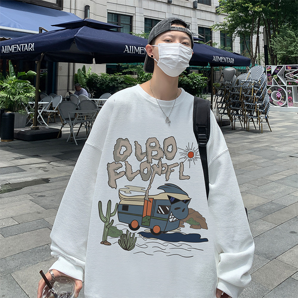 数据超好抖音品质华夫格美式印花潮流圆领卫衣外套W173-P35,男装卫衣,电商A486