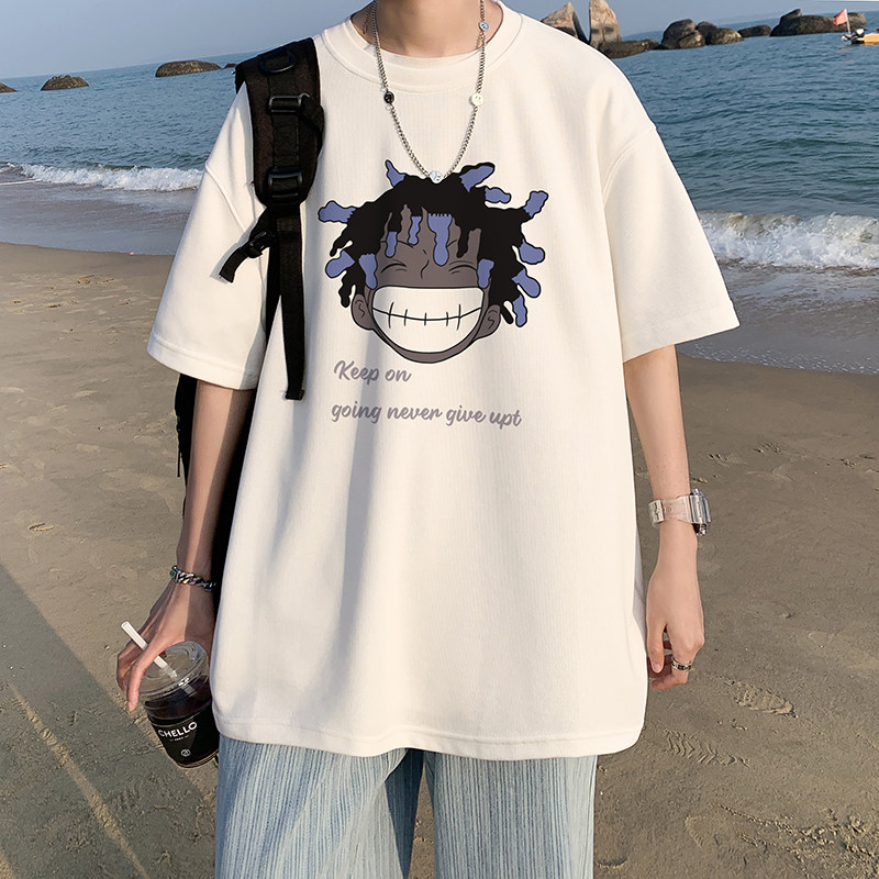 直播有280克精品220克纯棉重磅美式潮牌印花宽松短袖t恤T509-P25,男装T恤,电商A486