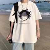 直播有280克精品220克纯棉重磅美式潮牌印花宽松短袖t恤T509-P25，男装T恤，电商A486