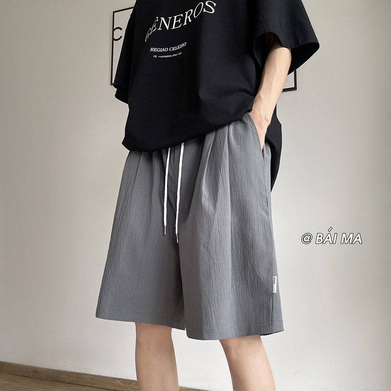 欧美式高街潮流冰丝薄款休闲短裤男夏季垂感宽松五分裤K962-P30,男装休闲裤,电商A486