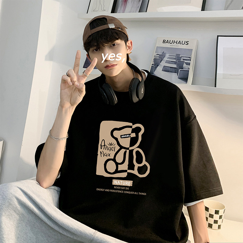 220克重磅美式潮牌宽松短袖t恤T880-P28直播供应280克高品质P35,男装T恤,电商A486
