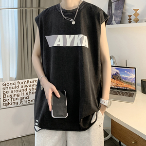 自行拼款 240克重磅 欧美式潮牌男女水洗背心无袖t恤 BX117-P35图片