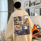 抖音品质重磅加绒加厚美式印花图案潮流圆领卫衣外套W555-P40，男装卫衣，电商A486