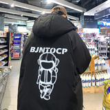 W156-P120冬装潮牌ins印花图案连帽宽松休闲加厚棉衣外套，男装棉衣，电商A486
