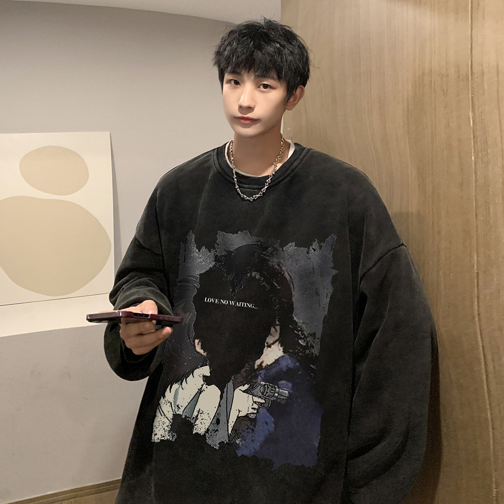 加绒加厚vintage美式重磅520g卫衣男秋冬季潮牌无帽高街oversize,男装卫衣,电商A486