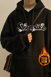 加绒加厚 重磅欧美式hiphop嘻哈潮牌印花连帽卫衣外套 W576-P50图片
