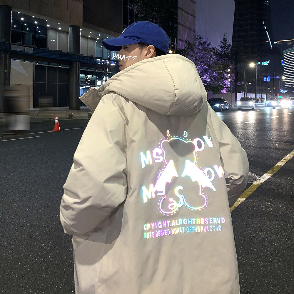 2023冬装潮牌ins夜光印花连帽宽松休闲加厚棉衣外套 W155-P128图片