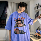 数据超好重磅抖音品质美式复古蜡染水洗做旧宽松短袖t恤T722P35，男装T恤，电商A486