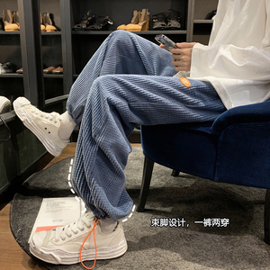 2023春季韩版休闲裤百搭纯色潮流男长裤宽松束脚九分裤 K89-P45图片