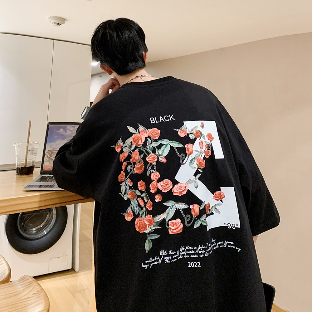 数据超好重磅纯棉2023夏装新款潮牌印花宽松短袖t恤T302-P25,男装T恤,电商A486