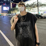 2023夏装新款美式暗黑水洗做旧潮牌无袖t恤背心BX661-P35，男装T恤，电商A486