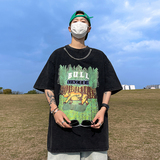 数据超好重磅抖音品质美式复古蜡染水洗做旧宽松短袖t恤T978P38，男装T恤，电商A486