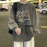 抖音品质数据超好美式水洗做旧潮牌宽松长袖t恤CT207-P45控58，男装T恤，电商A486