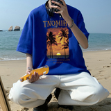 重磅纯棉直播有280克美式情侣潮牌卡通印花宽松短袖t恤T611-P25，男装T恤，电商A486