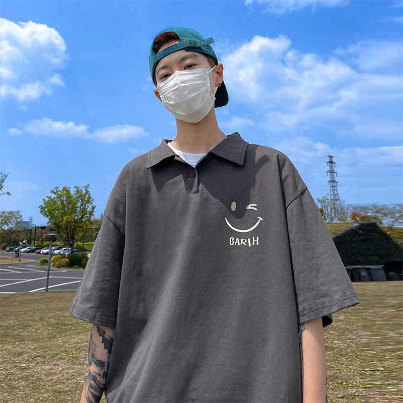 美式青春流行polo领短袖t恤男夏季印花宽松潮流翻领半袖PL05-P40,男装T恤,电商A486