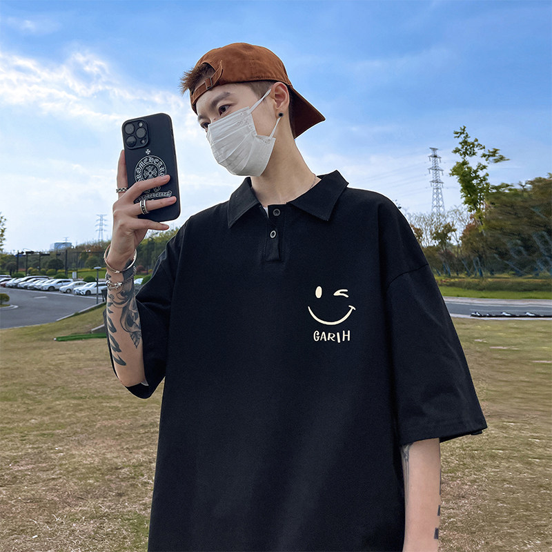 美式青春流行polo领短袖t恤男夏季印花宽松潮流翻领半袖PL05-P40,男装T恤,电商A486