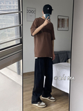 直播品质男女款美式高街宽松直筒黄泥色水洗牛仔裤潮K1101-P55，男装牛仔裤，电商A486
