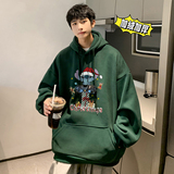 圣诞系列冬装加绒加厚潮牌卡通宽松连帽印花卫衣外套W688-P50，男装卫衣，电商A486