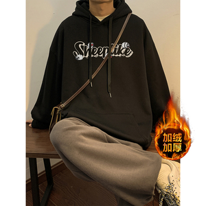 加绒加厚 重磅欧美式hiphop嘻哈潮牌印花连帽卫衣外套 W576-P50图片