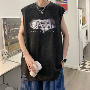 数据超好 灌篮高手 欧美式潮牌卡通印花水洗背心无袖t恤BX130-P35图片