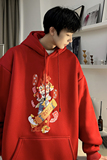 重磅华棉2023春装美式潮牌卡通宽松连帽卫衣外套W671-P50，男装卫衣，电商A486