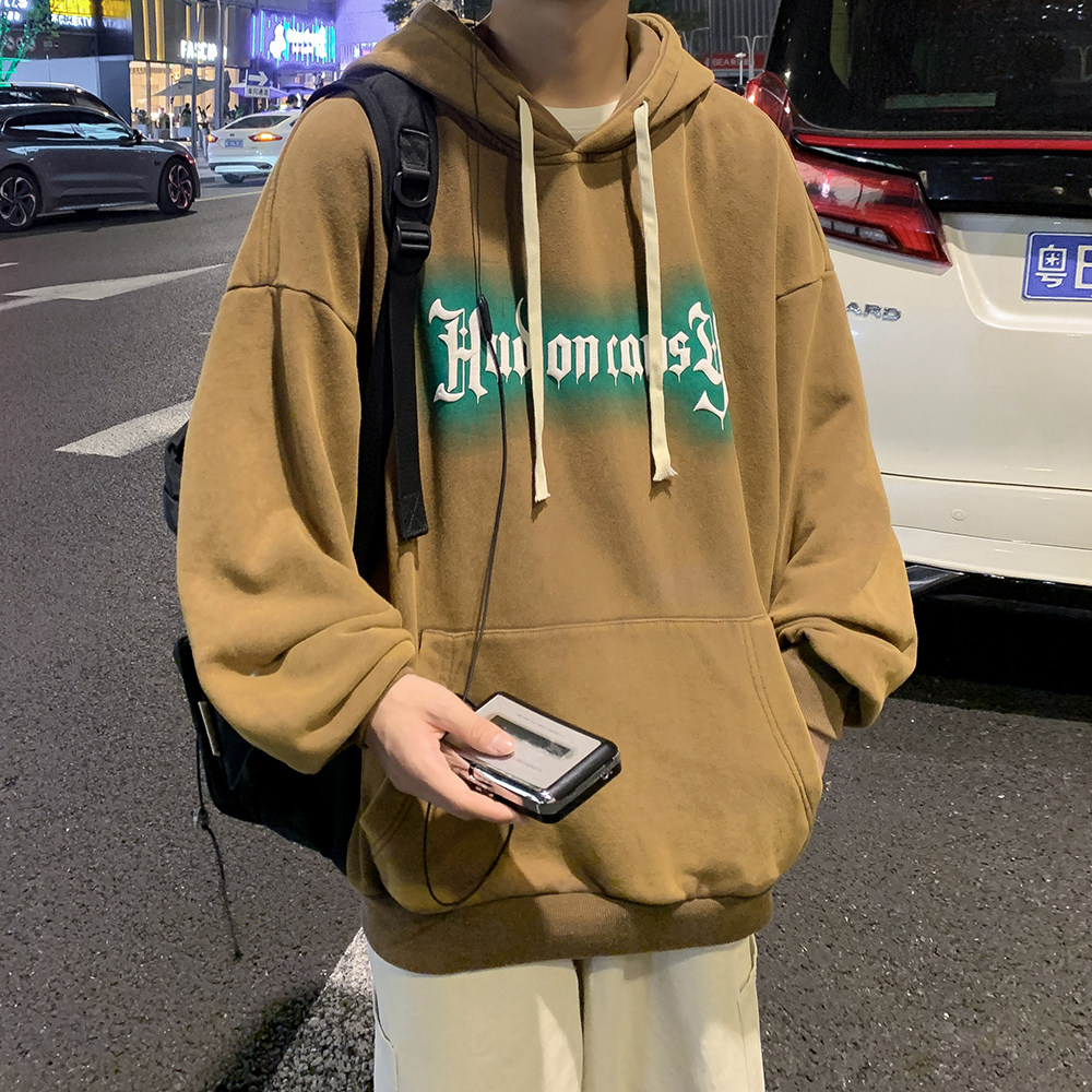 欧美式做旧水洗复古发泡印花潮流宽松连帽卫衣高街外套W310-P70,男装卫衣,电商A486
