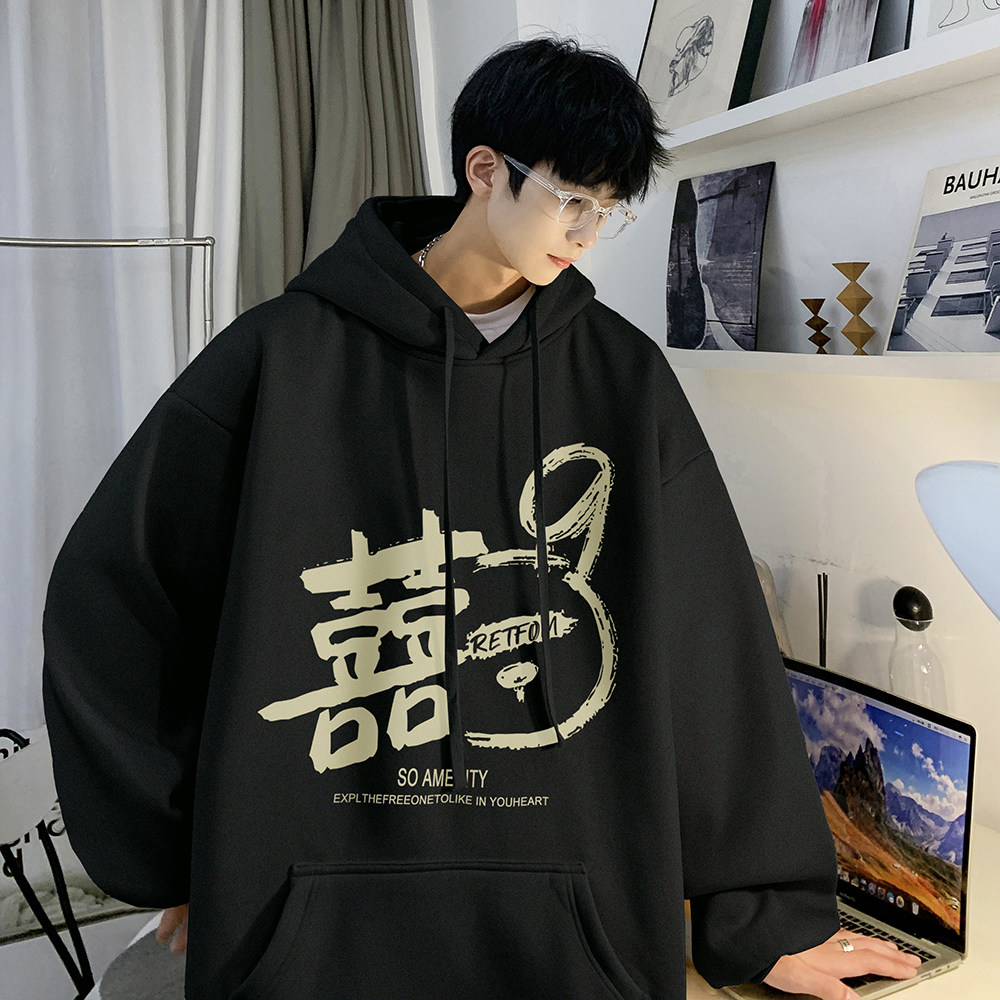 重磅华棉2023春装美式潮牌卡通宽松连帽卫衣外套W668-P50,男装卫衣,电商A486