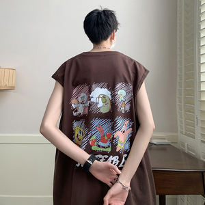 直播品质 重磅纯棉 220克美式潮牌宽松背心男女款无袖t恤BX175P25图片