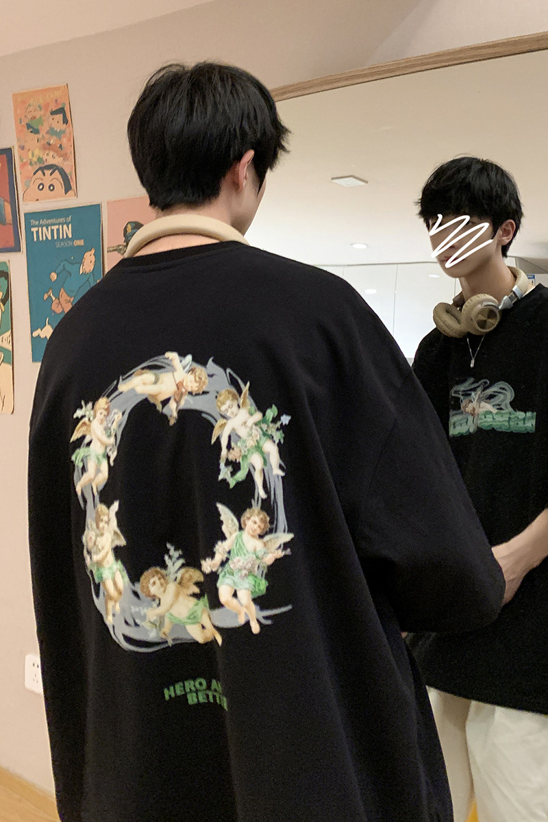 2023夏装新款潮牌字母印花宽松短袖t恤韩版ins半袖上衣T286-P25,男装T恤,电商A486
