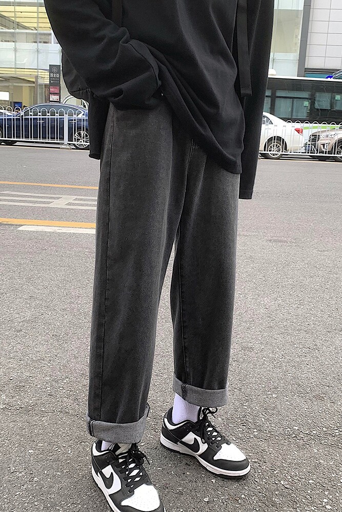 2023春季新款美式潮牌高街宽松直筒纯色休闲牛仔裤K150-P40,男装牛仔裤,电商A486