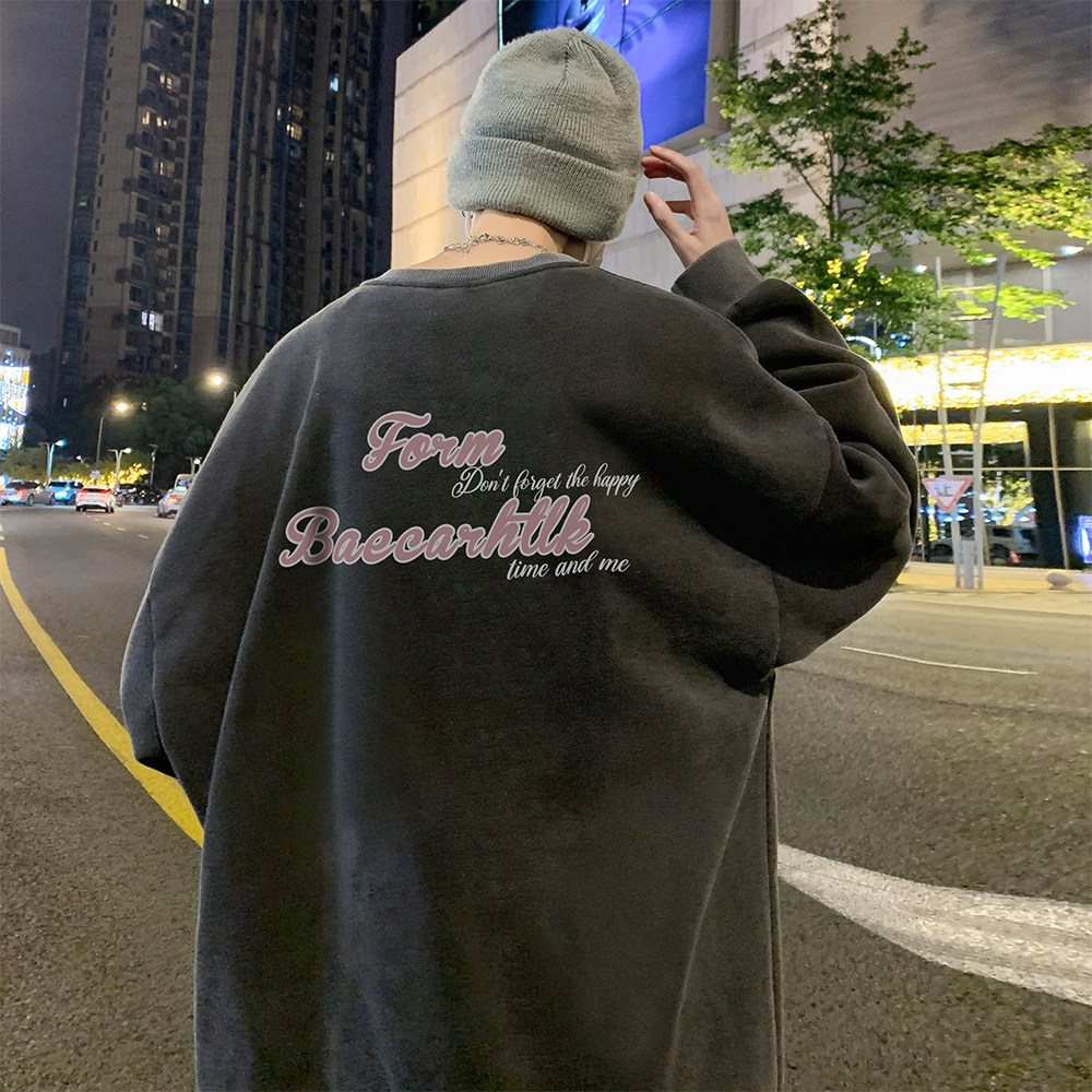 重磅华棉美式做旧水洗复古印花潮流圆领卫衣外套W502-P60,男装卫衣,电商A486