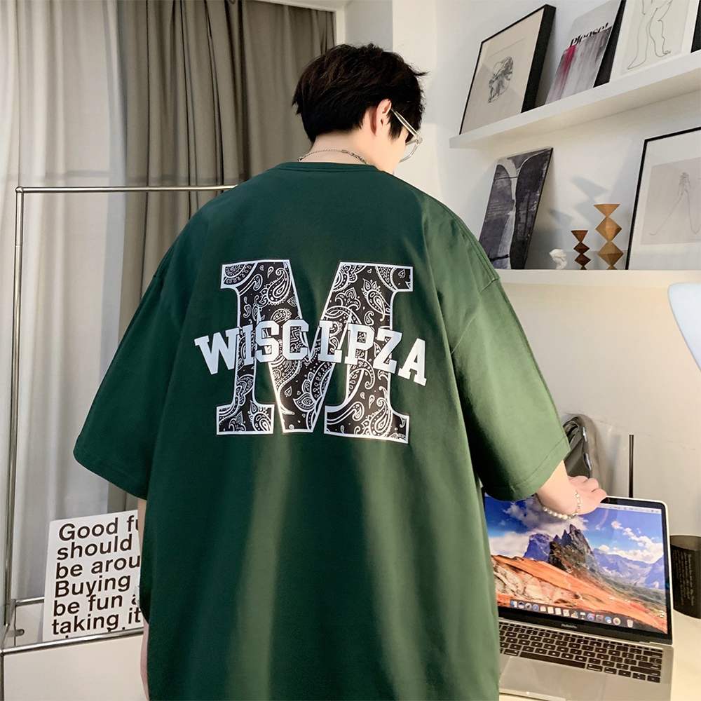 重磅纯直播有280克美式潮牌印花宽松短袖t恤上衣T636-P25,男装T恤,电商A486
