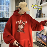 兔年系列冬装加绒加厚潮牌卡通宽松连帽印花卫衣外套W706-P50，男装卫衣，电商A486