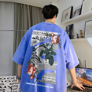 直播品质 数据好 240克重磅水洗纯棉 美式潮牌宽松短袖t恤T933P35图片