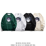 抖音品质重磅华棉2023春装美式日系风印花潮流圆领卫衣D106-P40，男装卫衣，电商A486
