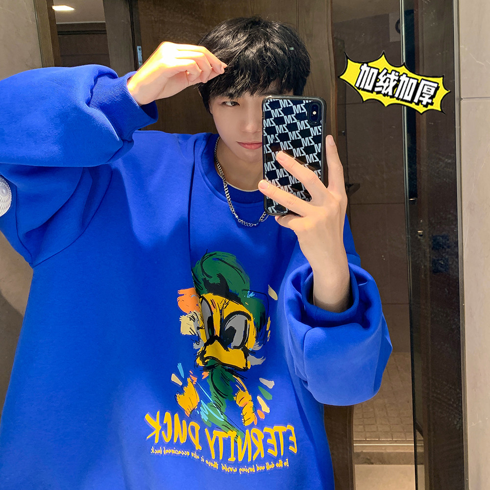 500g重磅冬装加绒加厚潮牌美式宽松印花潮流卫衣外套W635-P40,男装卫衣,电商A486