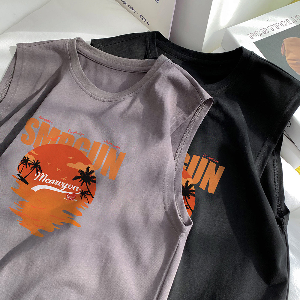 数据超好抖音品质印花宽松无袖背心韩版ins风潮牌t恤BX602-P20，男装背心/马甲，电商A486