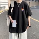 重磅纯棉直播有280克美式男女潮牌印花宽松情侣短袖t恤T609-P25，男装T恤，电商A486