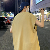 抖音品质数据超好美式暗黑水洗做旧潮牌无袖t恤背心BX670-P35，男装T恤，电商A486