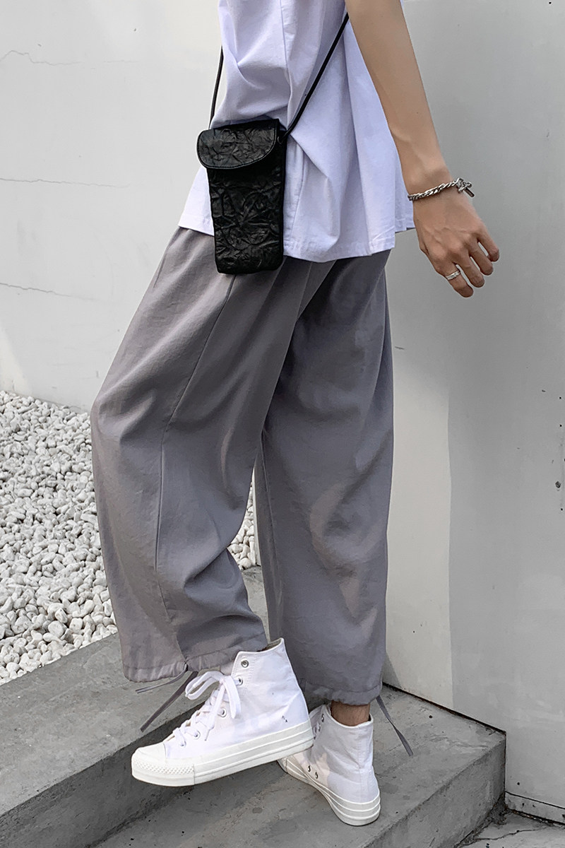 垂感透气休闲裤秋季宽松阔腿男士纯色束脚九分裤K30-P40,男装休闲裤,电商A486