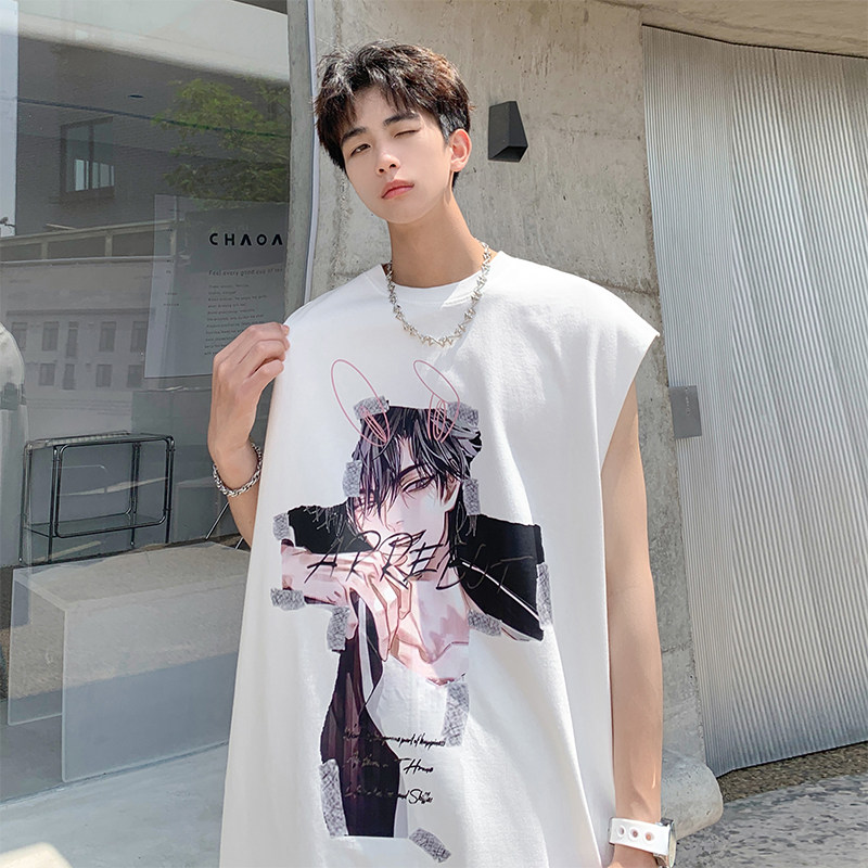 直播品质240克重磅欧美式潮牌男女水洗无袖背心t恤BX202-P35，男装背心/马甲，电商A486