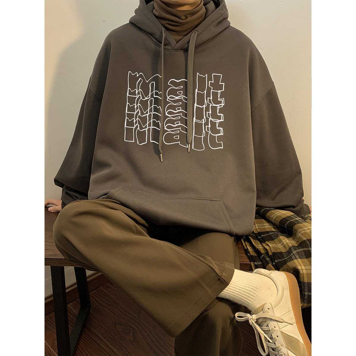 重磅华棉2023春装美式潮牌印花宽松连帽卫衣外套W628-P50,男装卫衣,电商A486