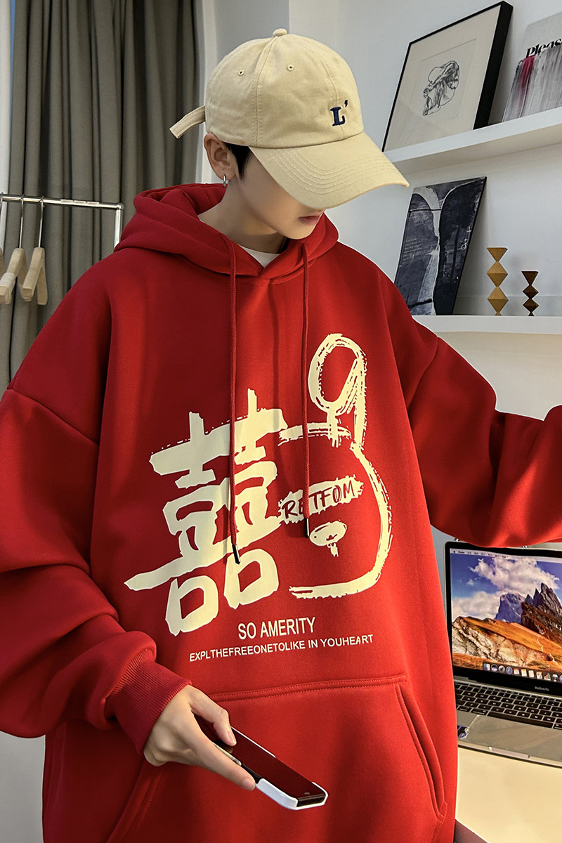 重磅华棉2023春装美式潮牌卡通宽松连帽卫衣外套W668-P50,男装卫衣,电商A486