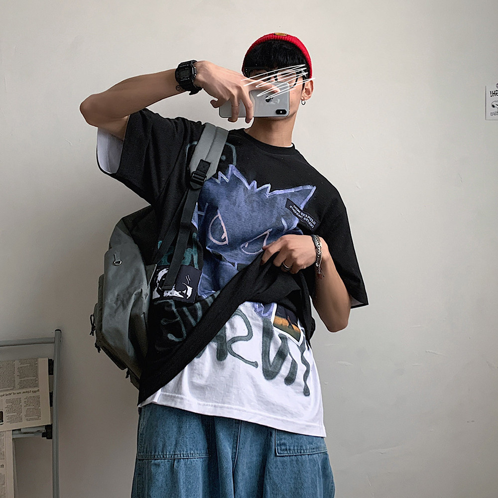2023夏装美式潮牌嘻哈印花宽松短袖t恤学生半袖上衣Y807-P30,男装T恤,电商A486